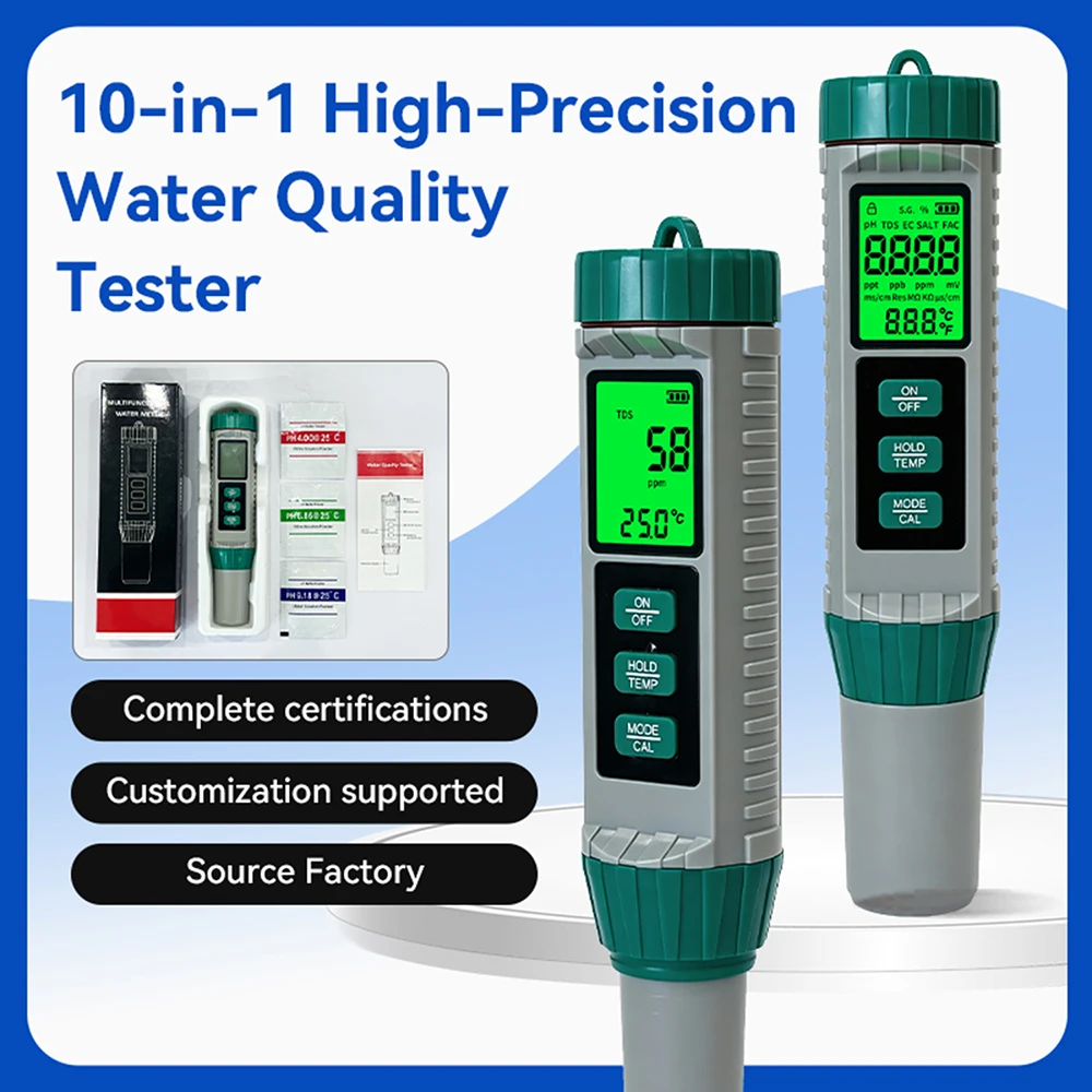 Ph Meter Digital Water Tester - MF‑X101 Multi‑Parameter Water Tester Pen 10