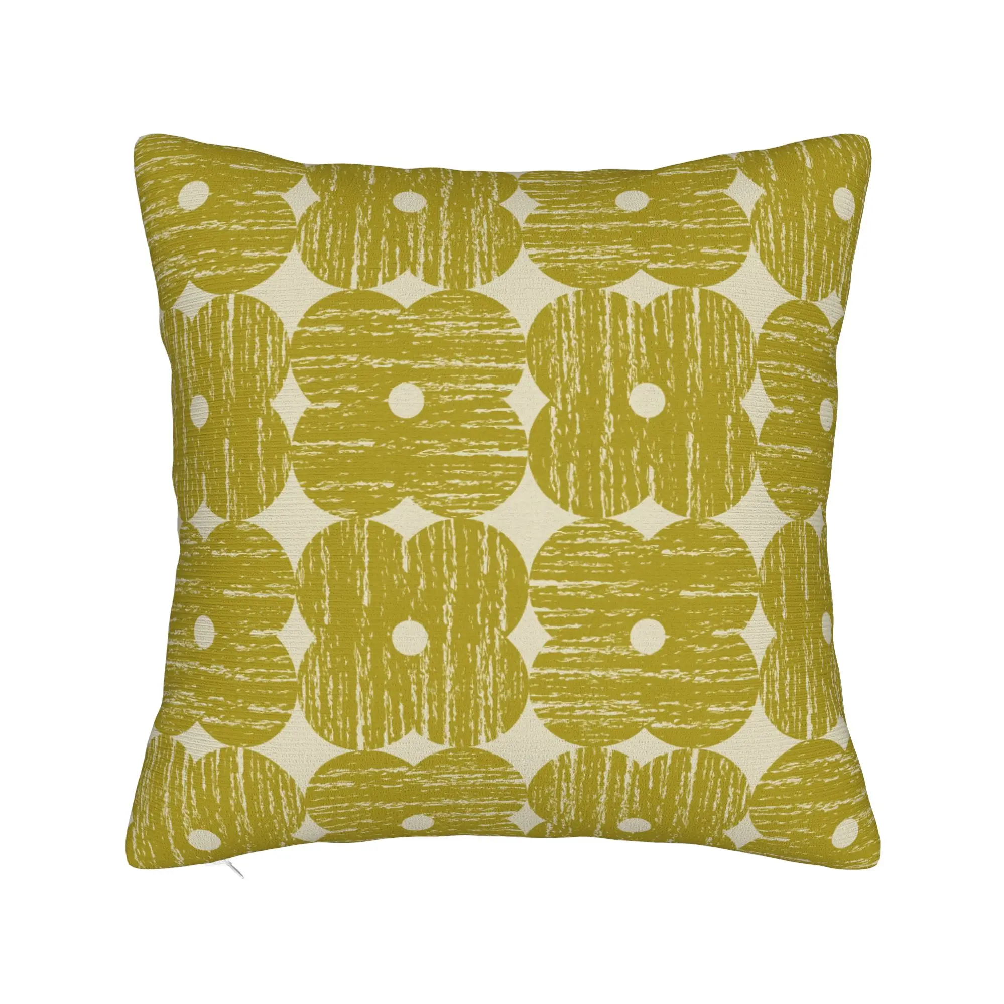 Luxury Orla Kiely Textured Flower Yellow Cushion Cover Velvet  Pillow Case Home Decor