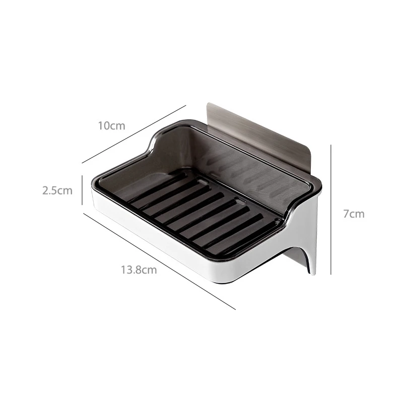 Perforation-Free Wall Mounted Drainable Soap Box Toilet Creative Soap Rack Double Layer Soap Rack With Hook