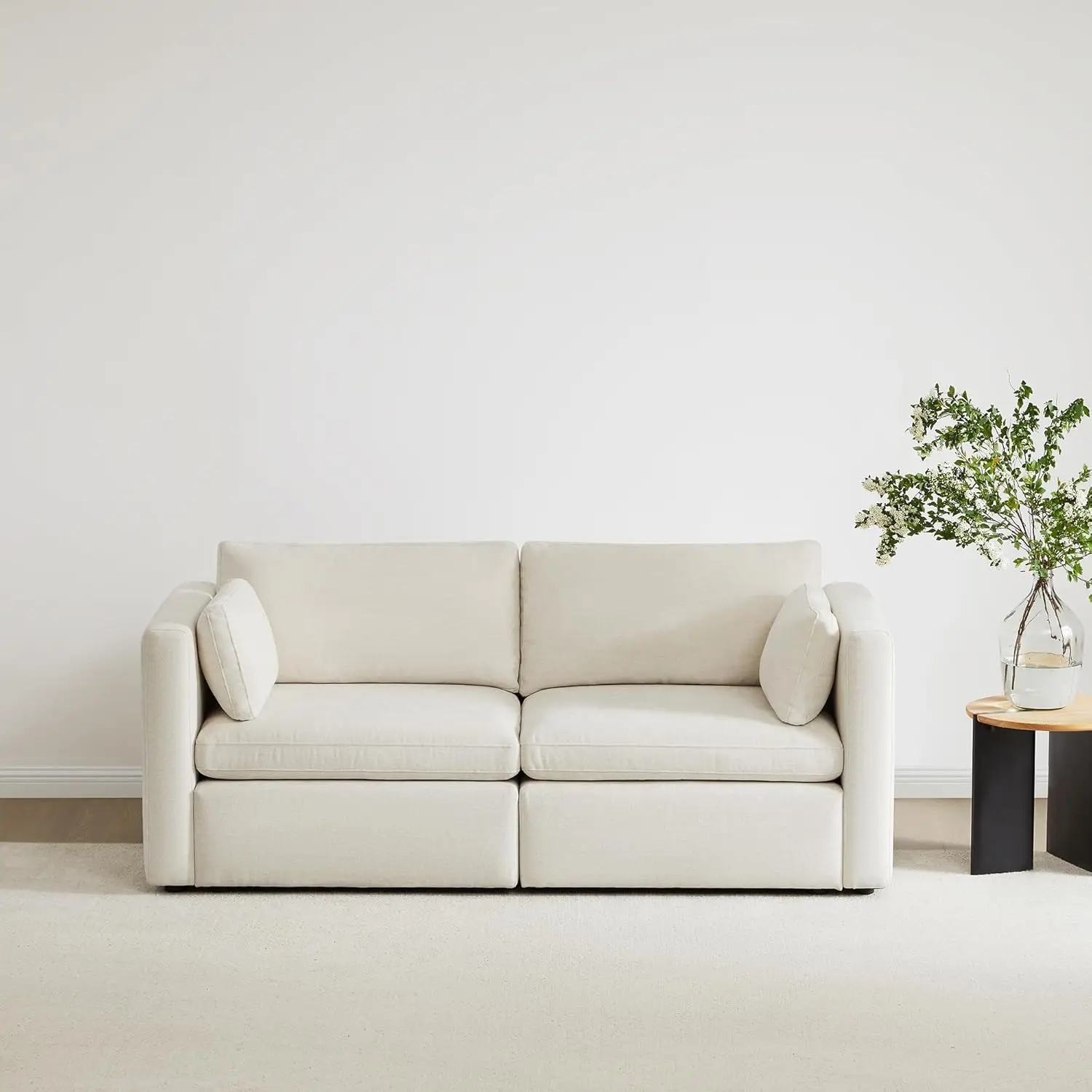 

Small Modular Sectional Fabric Sofa Set, Extra Comfty Loveseat Cloud Couch, FSC Certified Modular Sectional Couch for Living