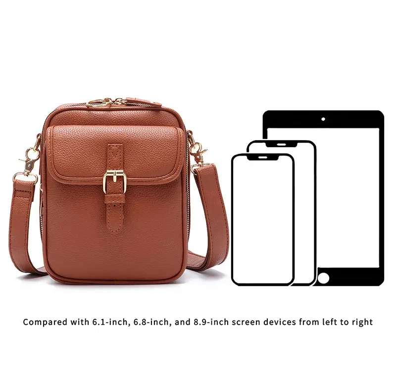 Vintage Schultertasche mit 10 RFID-Fächern, Doppelschichtig, Große Umhängetasche, Tragbare Tägliche Pendler-Tasche, Diebstahlsichere Handtasche für Frauen – Detail 9