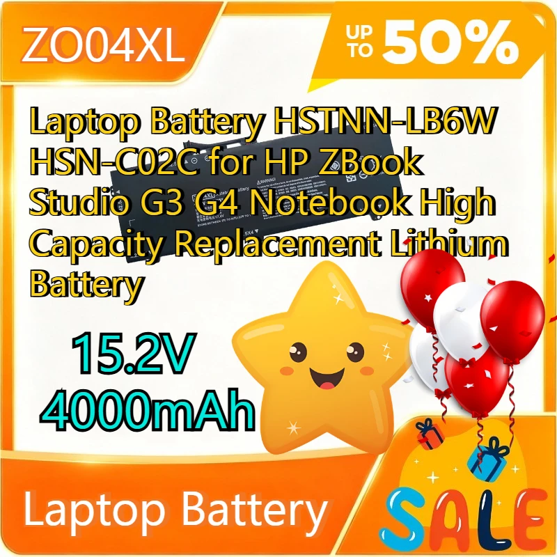 ZO04XL Laptop Battery HSTNN-LB6W HSN-C02C for HP ZBook Studio G3 G4 Notebook High Capacity Replacement Lithium Battery