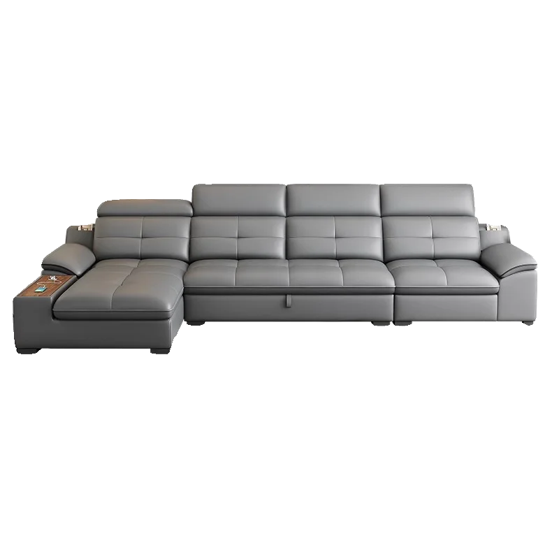 #Italian Modern Three Seat Wood Living Room Storage Imperial Concubine Smart First Class Genuine Leather Sofa Set Adjustable