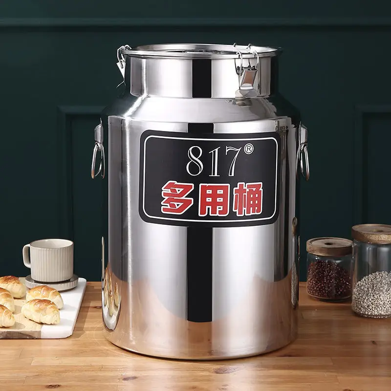 Fermenters Milk Tea Barrel Stainless Steel Soup Pot  Wine Beer Fermenters Sealed Rice Oil Barrel Tea Canister Storage Container