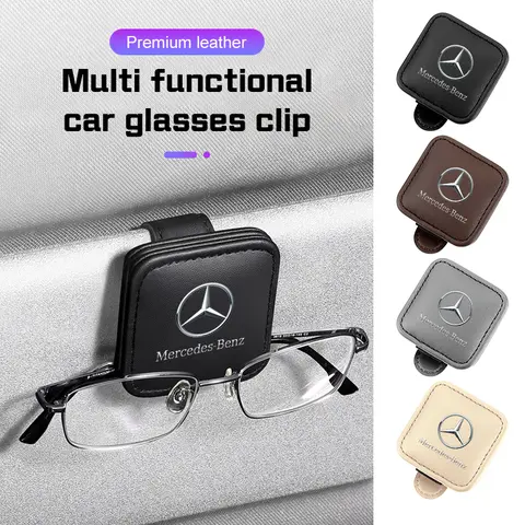 메르세데스 벤츠 A B C E S G 클래스 GLC CLE CLA GLS GLS W177 W205 차량용 가죽 선글라스 클립 자동차 선바이저 선글라스 홀더 보관함