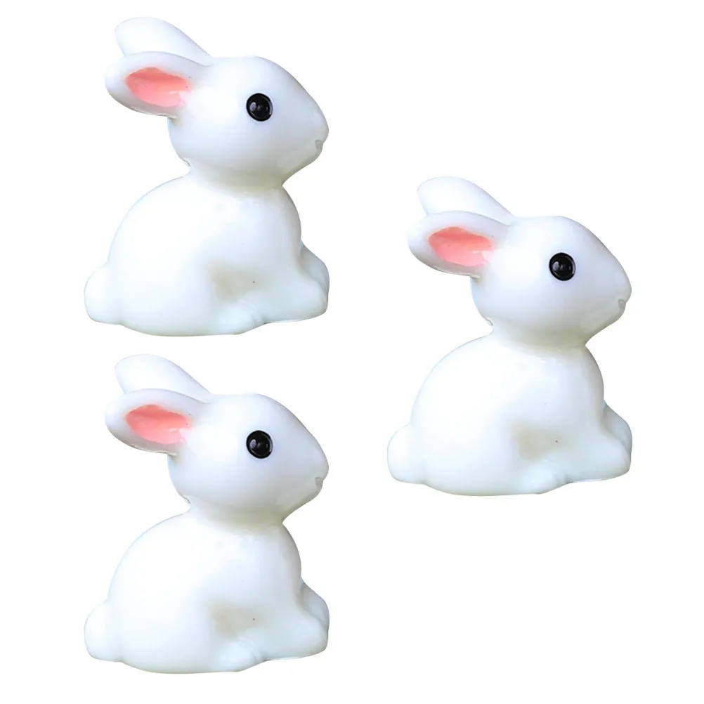 20Pcs Rabbit Resin Garden Ornaments Mini Fairy Garden Decoration Craft Supplies for Terrarium Micro Landscape DIY Home Decor