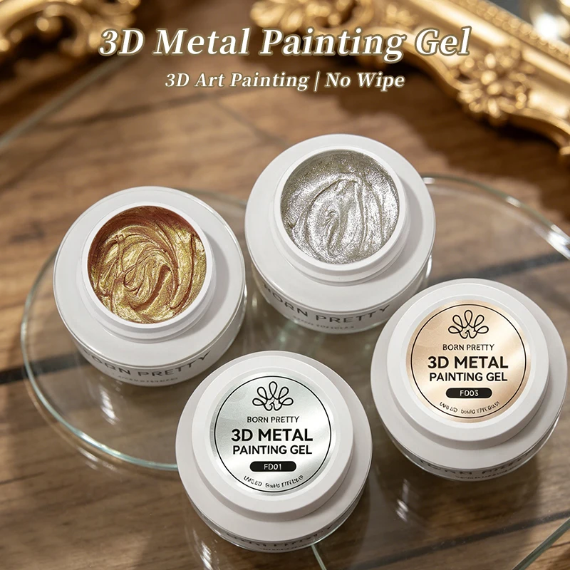 BORN PRETTY 5ml gel de pintura 3D en relieve para uñas, textura de yeso, dibujo y tallado, suministros de manicura 6