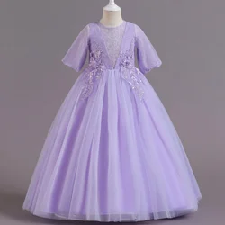 6 8 To 12 14 Year Old Girls Clothes Party Dress Junina Party Lilac Long Baptism For Eid Wedding Princess Women's Elegant Dresses