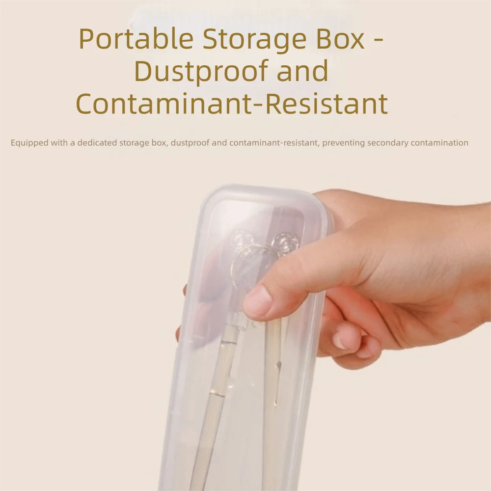 

2pcs/set Anti Slip Training Chopsticks Food Grade Bear Shape Chopsticks High Temperature Resistance with Storage Box