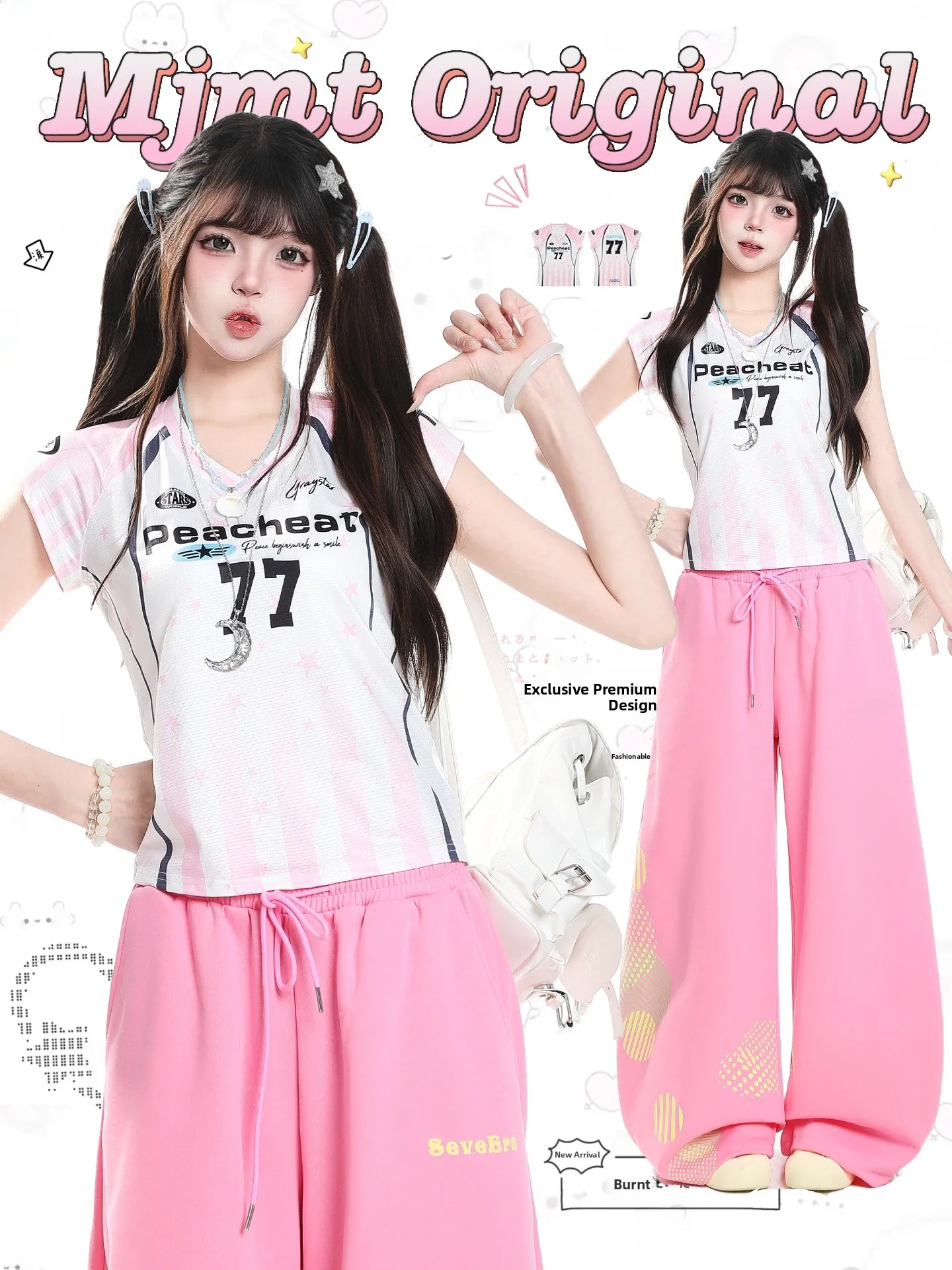 American Casual Style Short Sleeve V-Neck T-Shirt Women Summer Sports Slimming Design Short Length Baseball Jersey