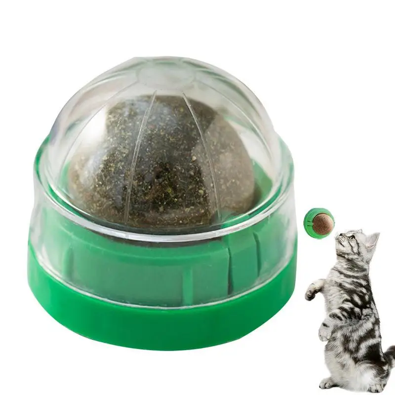 Catnip Wall Ball Toy Edible Rotating Organic Kitten Toys Catnip Roller Ball Wall Mount Lickable Catnip Balls Wall Chew Toys