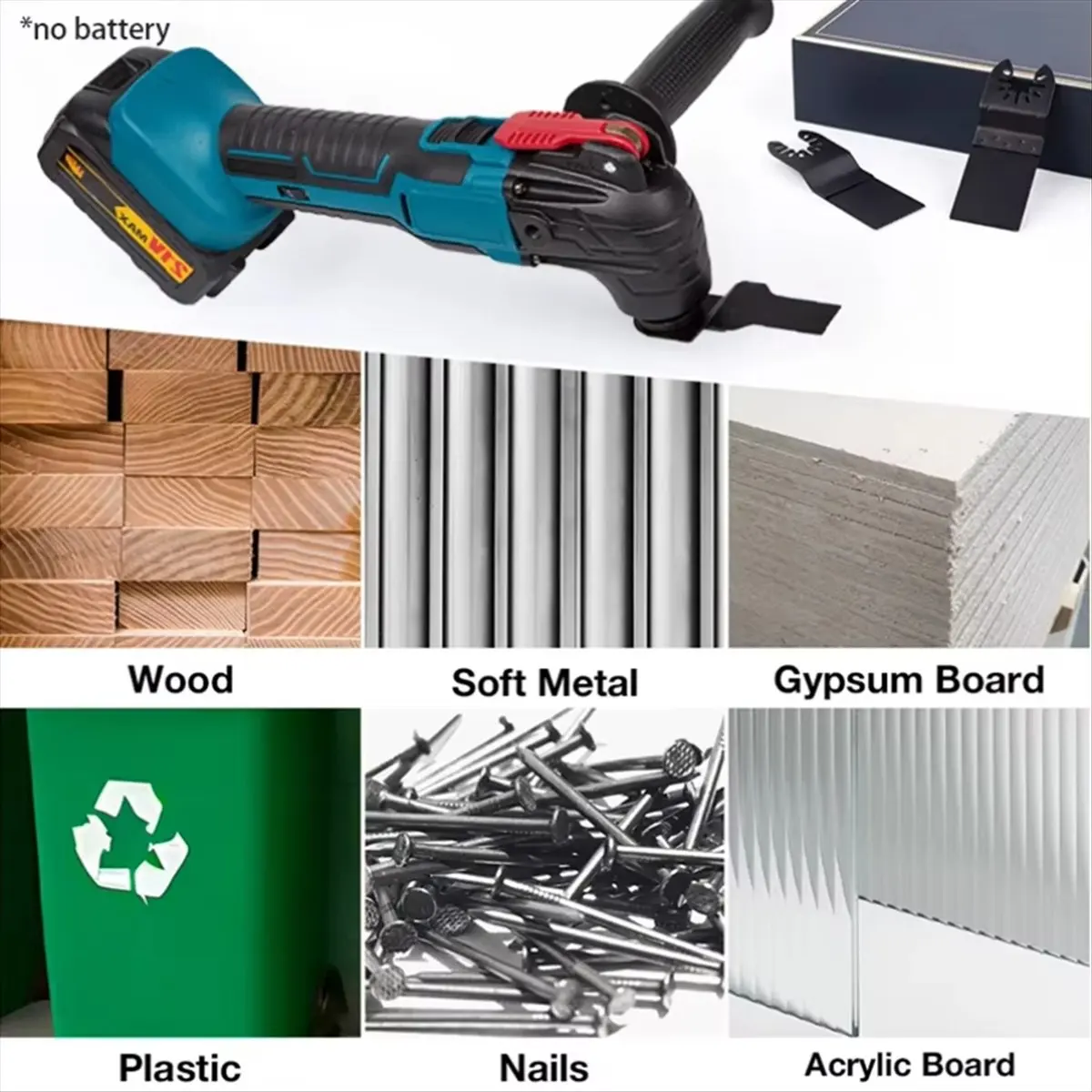 

BHBL Многофункциональный инструмент, осциллирующие многофункциональные инструменты, реноватор с переменной скоростью, электрический триммер, электрическая пила для батареи 21 В 18 В