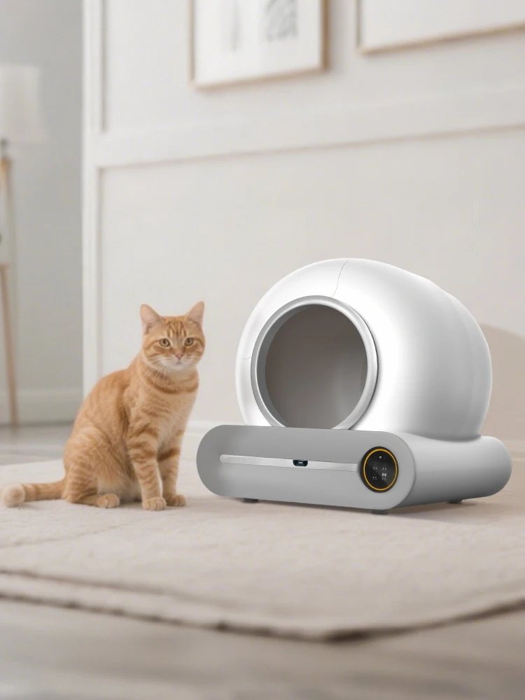 Slimme kattenbak Automatisch zelfreinigend 65L Grote capaciteit APP-bediening Semi-gesloten kattentoilet Engelse versie + EU-stekker - afbeelding 2
