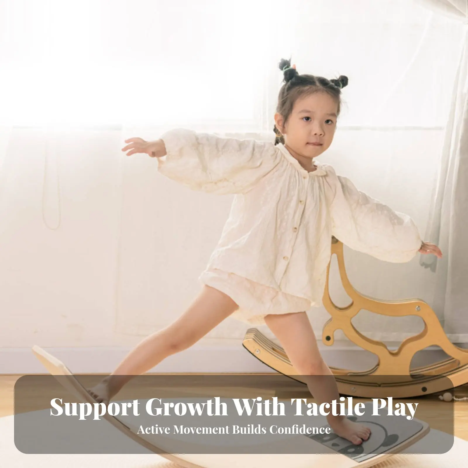 

Curved Wooden Wobble Board Improves Coordination Curved Wooden Board Perceptual Training Multi-Functional for Family, Home