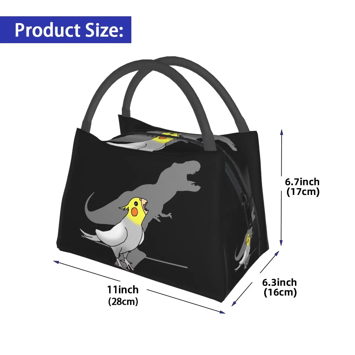 Dinosaur Shadow Cockatoo Cockatiel Insulated Lunch Bag for Women Picnic Storage Food Boxes Portable Cooler Thermal Lunch Box
