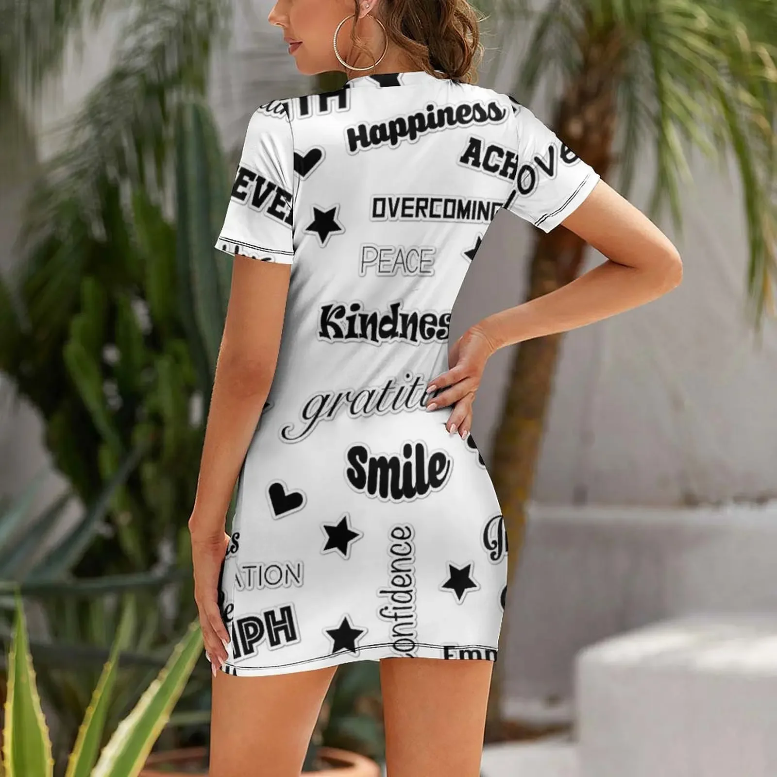 positive words Short-Sleeved Dress Party dresses for women women clothes dress for woman Dress