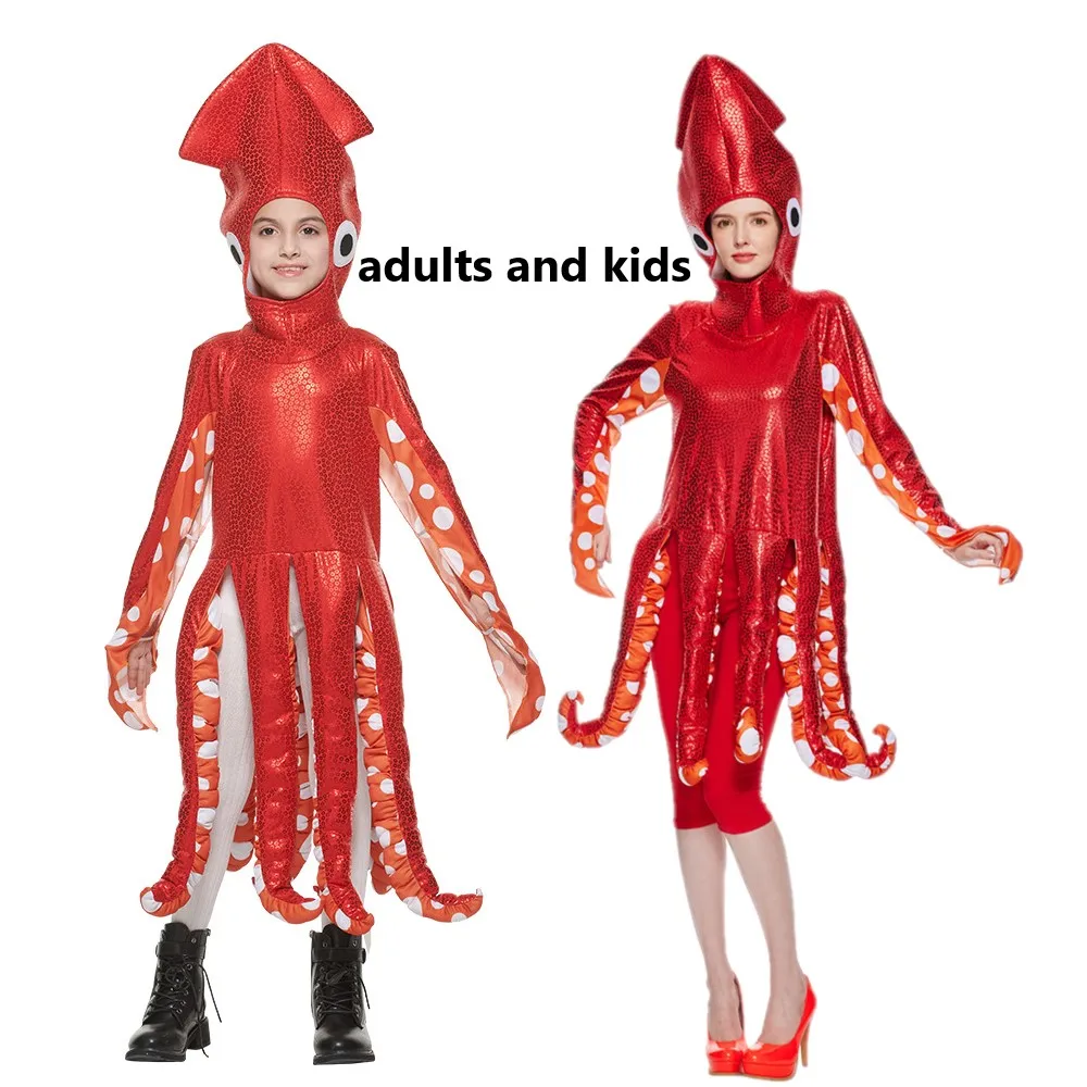 

Adults Girl Boy Squid Octopus Cosplay Costume Children for Festival Stage Performance Birthday Party Halloween jumpsuits suit
