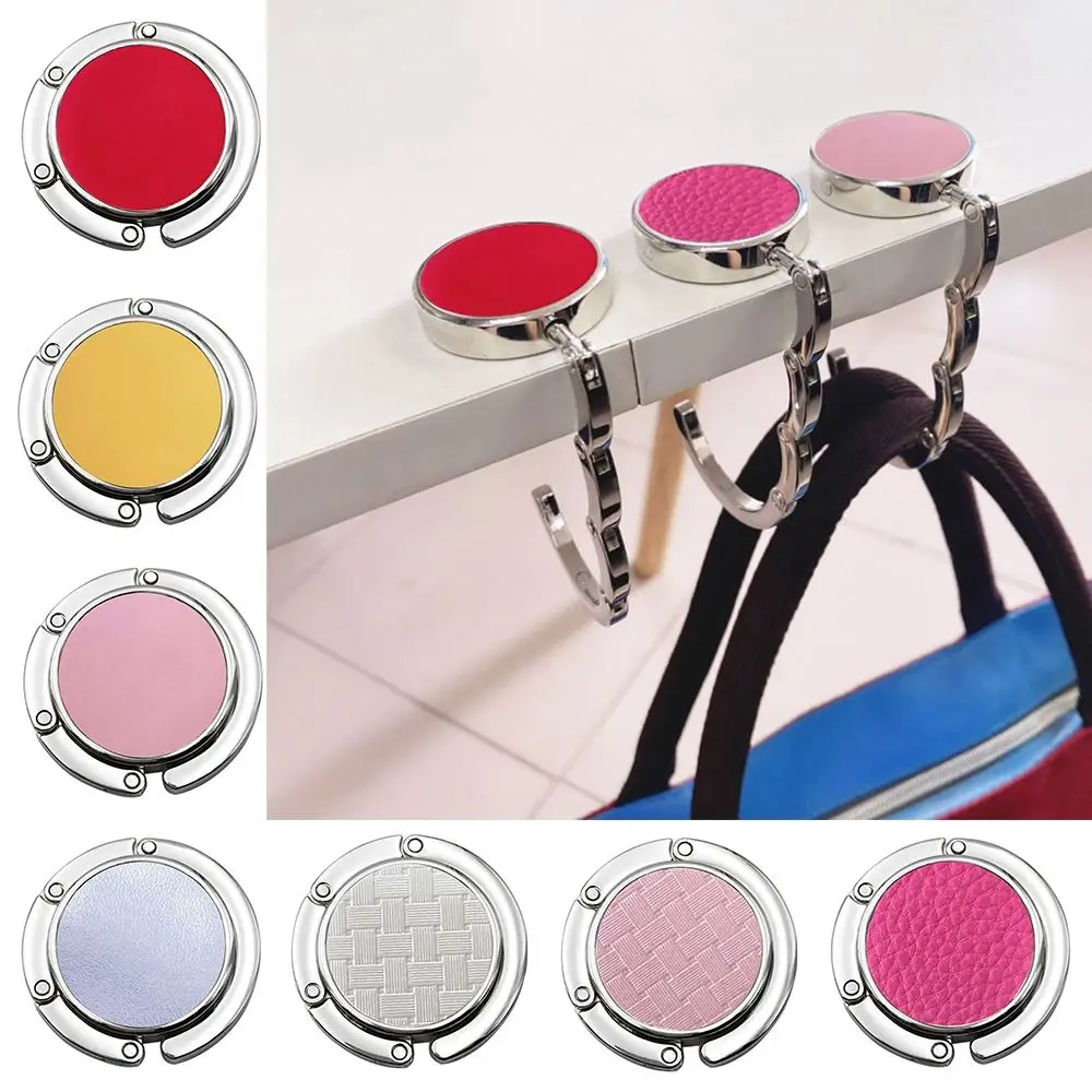 Fashion Foldable Round Handbag Hook Marble Pattern Portable Purse Hook for Women Durable Creative Desk Hanging Rack for Table