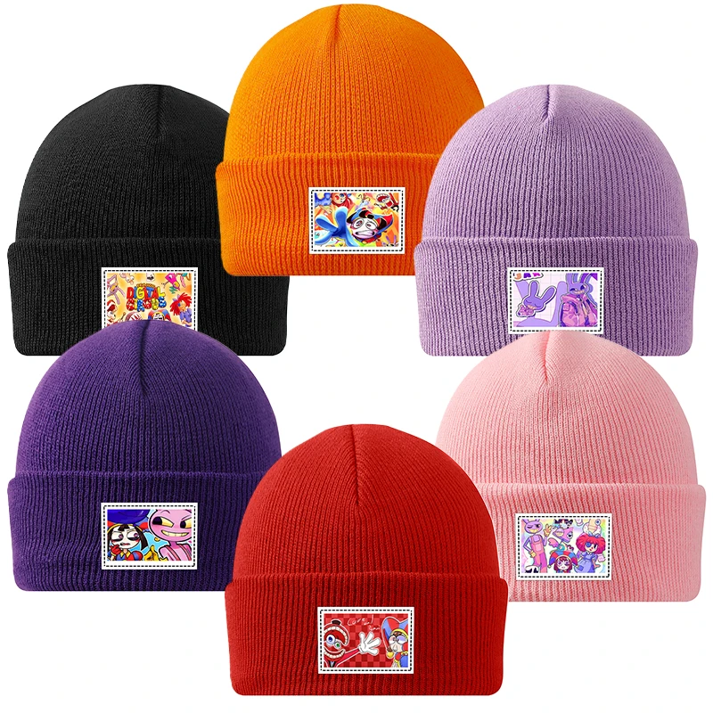 The Amazing Digital Circus Knitted Hats Boys Girls Caps Cartoon Print Cap Warm Cap Unisex Children Beanie Hat Outdoor Cute Gifts