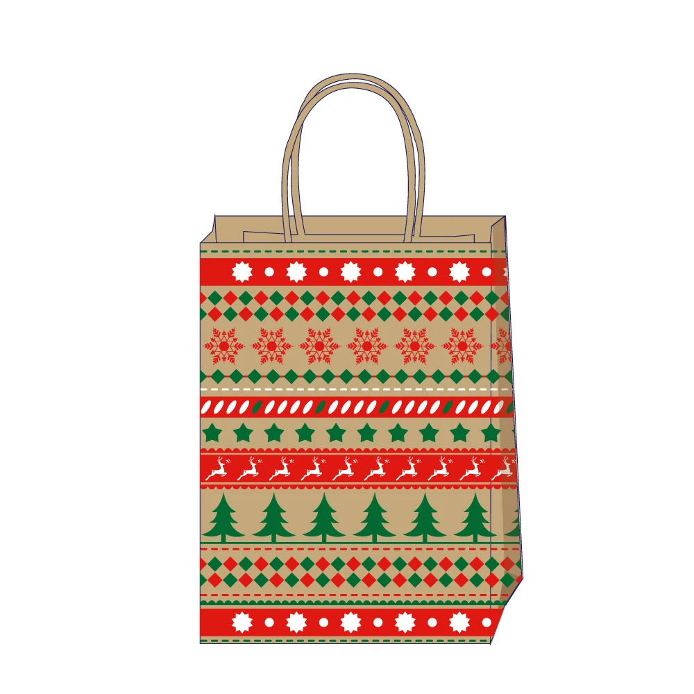 

Многоразовый бумажный пакет, очаровательный подарочный пакет, рождественская большая сумка, экологически чистая сумка из крафт-бумаги для подарка, украшение дома, закуска