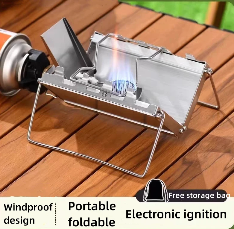 

Burne 2600W Gas Stove Folding Mini Cassette Stove Outdoor Camping Windproof Foldable Burner Portable Cooking Supplies