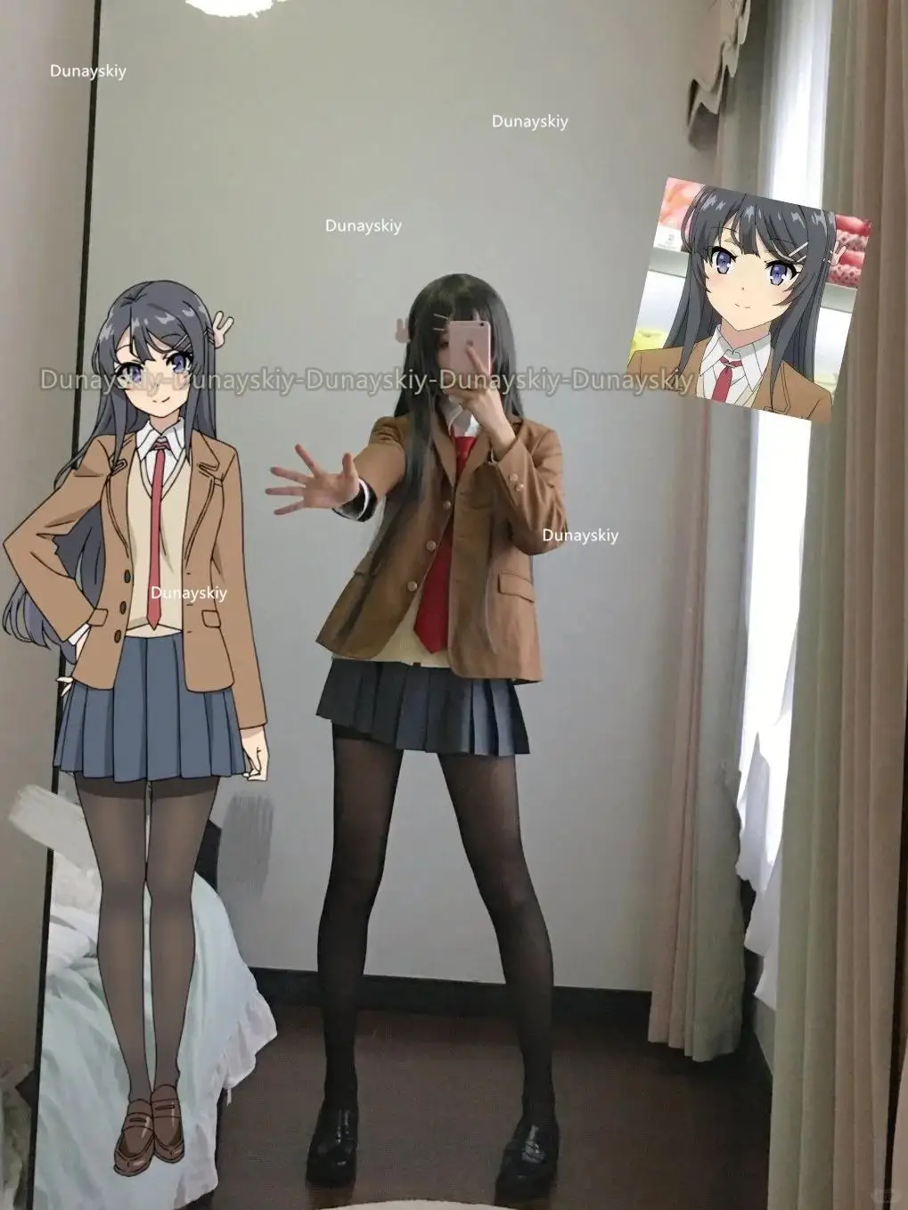 Anime Sakurajima Mai Cosplay Costume, Rascal Does Not Repliof Bunny Girl, Senpai Mai, Perruque Cosplay, Oreilles de lapin, Vêtements de sauna