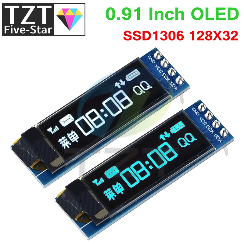 

0.91 inch OLED module 0.91" white/blue OLED 128X32 OLED LCD LED Display Module 0.91" IIC Communicate for ardunio