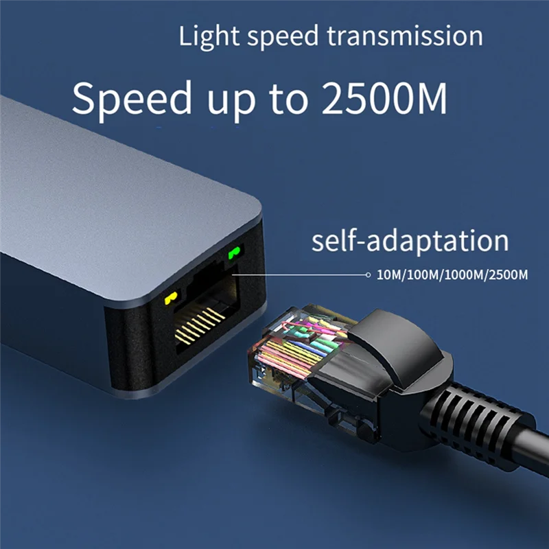 

Superior-2500Mbps Ethernet To RJ45 2.5G USB 3.0 Wired Adapter Converter Lan Network Hub For PC Laptop - Type C Easy Install Easy