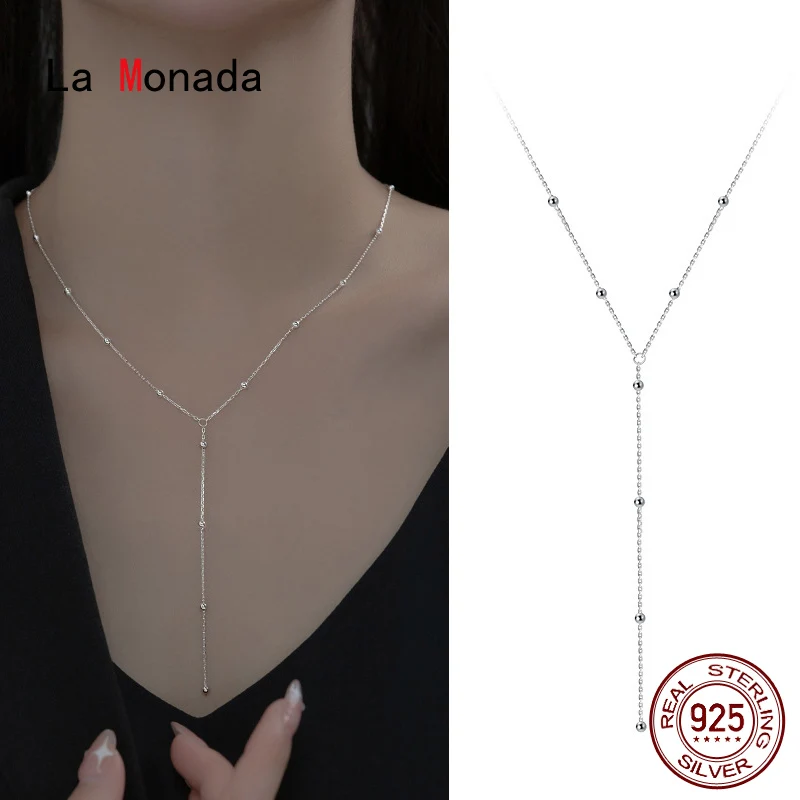 La Monada Naszyjnik damski 925 Srebrne łańcuszki Kobieta na szyi Minimalistyczny wisiorek na łańcuszku Drobna biżuteria dla kobiet Naszyjnik Srebrne dziewczyny