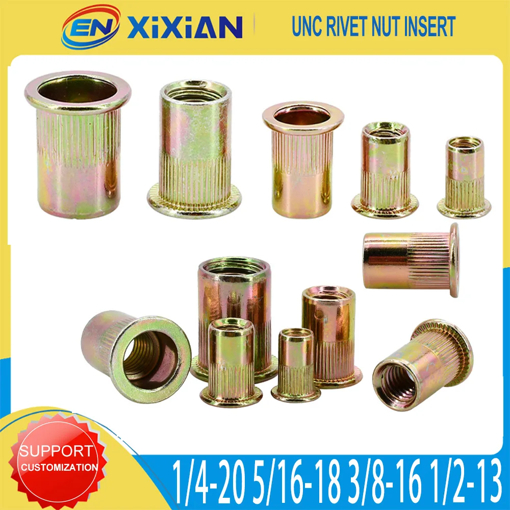 UNC شفة إدراج برشام الجوز ، رئيس مسطح ، الخيوط المعدنية المشبك ، قفل ريفنوت ، الكربون الصلب جوزيرت ، 1/4-20 ، 5/16-18 ، 3/8-16 ، 1/2-13UNC