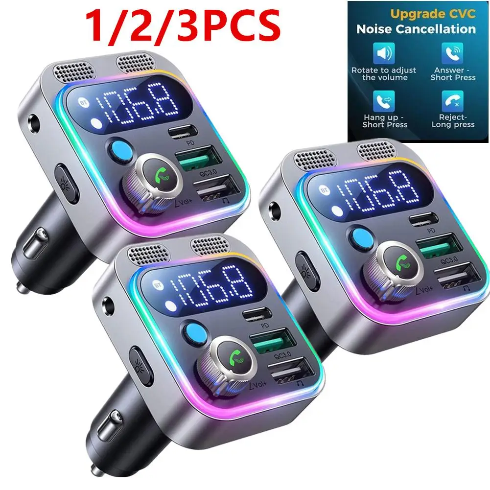 

Lot 2023 Bluetooth 5.3 FM Transmitter for Car, [Stronger Dual Mics Deep Bass Sound] , 48W PD&QC3.0 Car Charger Bluetooth Adapter