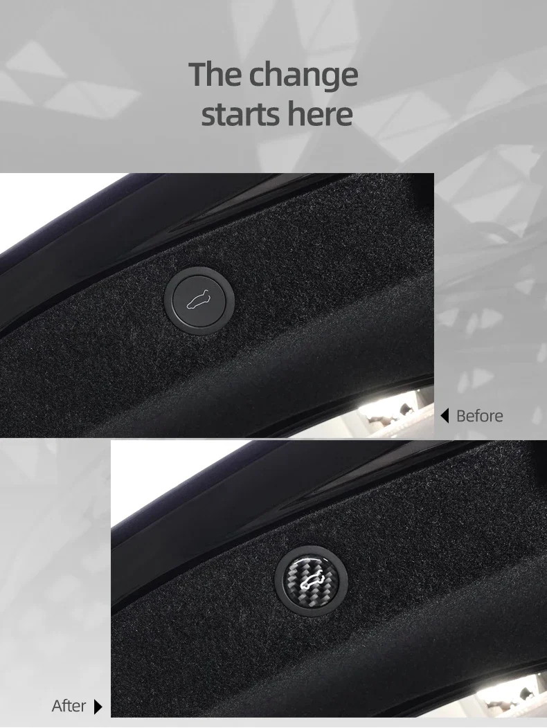 Für Tesla 2019- Model 3 Highland 2024 Model Y Juniper Carbon-Faser Heckklappen-Schalter-Verkleidung Aufkleber Auto-Innenausstattung Zubehör – Detail 4