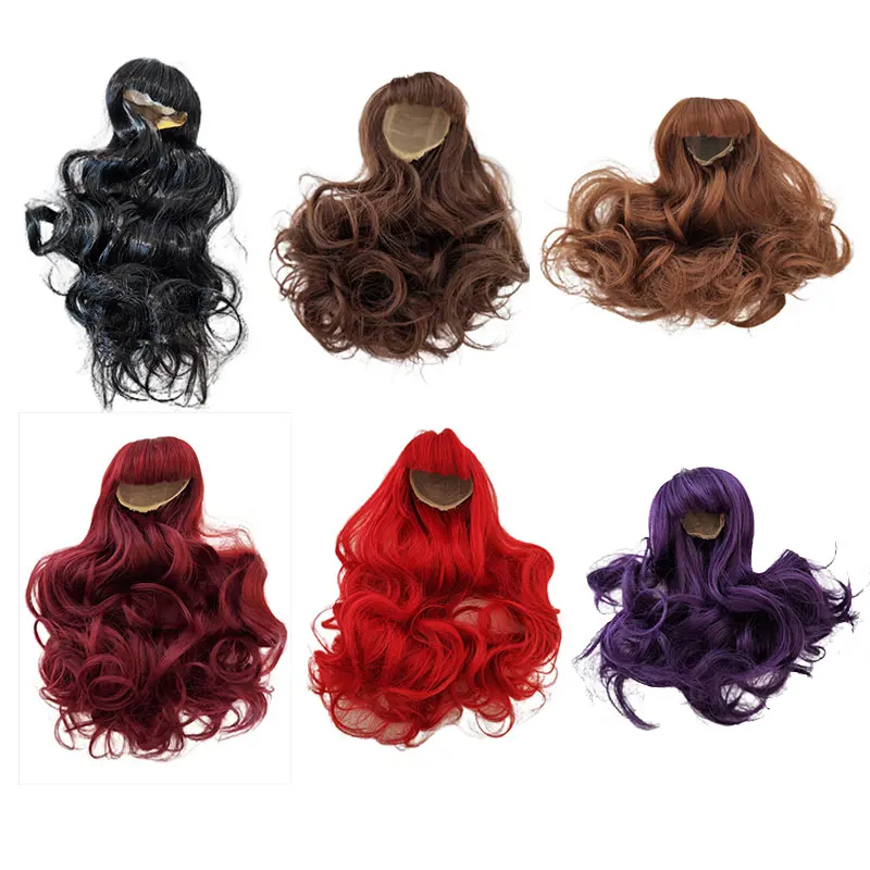 

BJD sd 1/3 1/4 1/6 1/8 ke er high temperature fiber doll wig with long curly bangs hair doll accessories