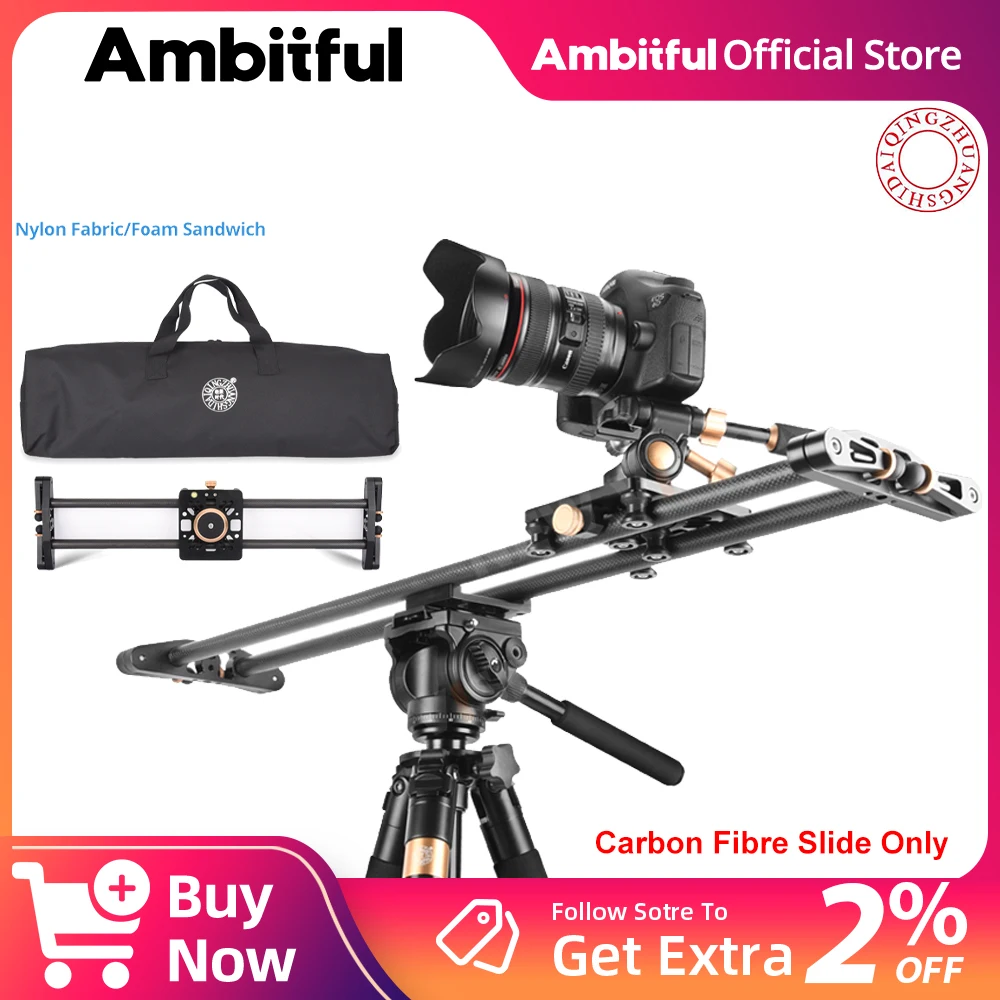 QZSD 60/80/100/120cm Carbon Fiber Slide Manual Time Delay Anti-Shake Track Silent Smooth Damping Rail Gimbal for DSLR Camera