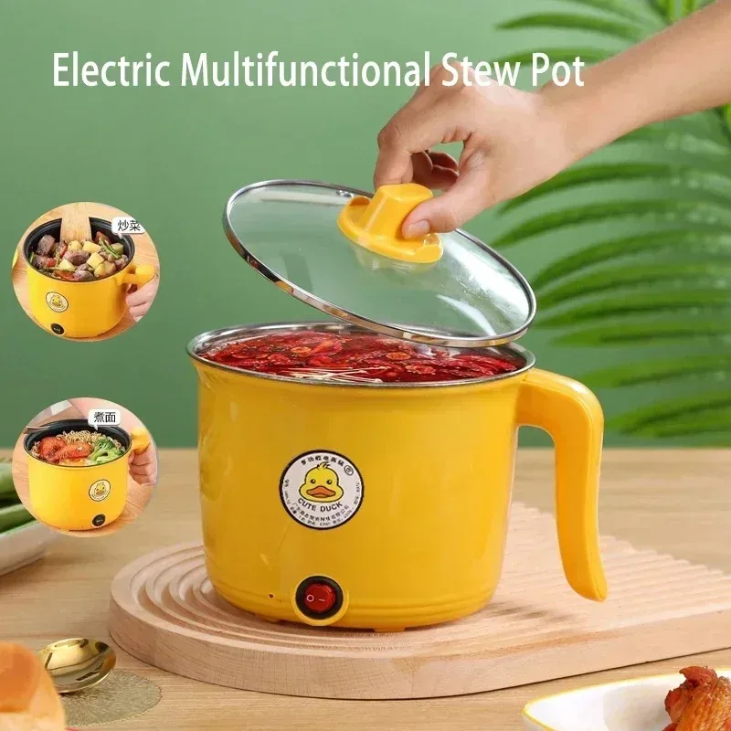 1.8L Electric Hot Pot Multifunctional Non-stick Kitchen Appliance with Temperature Control for 1-2 People Student Dormitory
