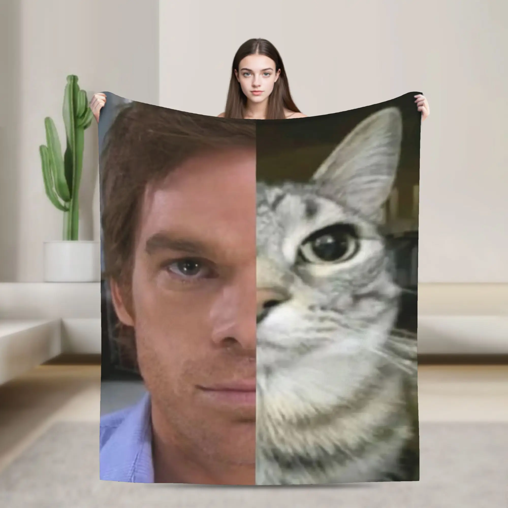 Super Soft Dexter Morgan Trinity Cat Throw Blanket Premium Flannel Lightweight Bed Blanket Fuzzy Plush Blankets All Season Use