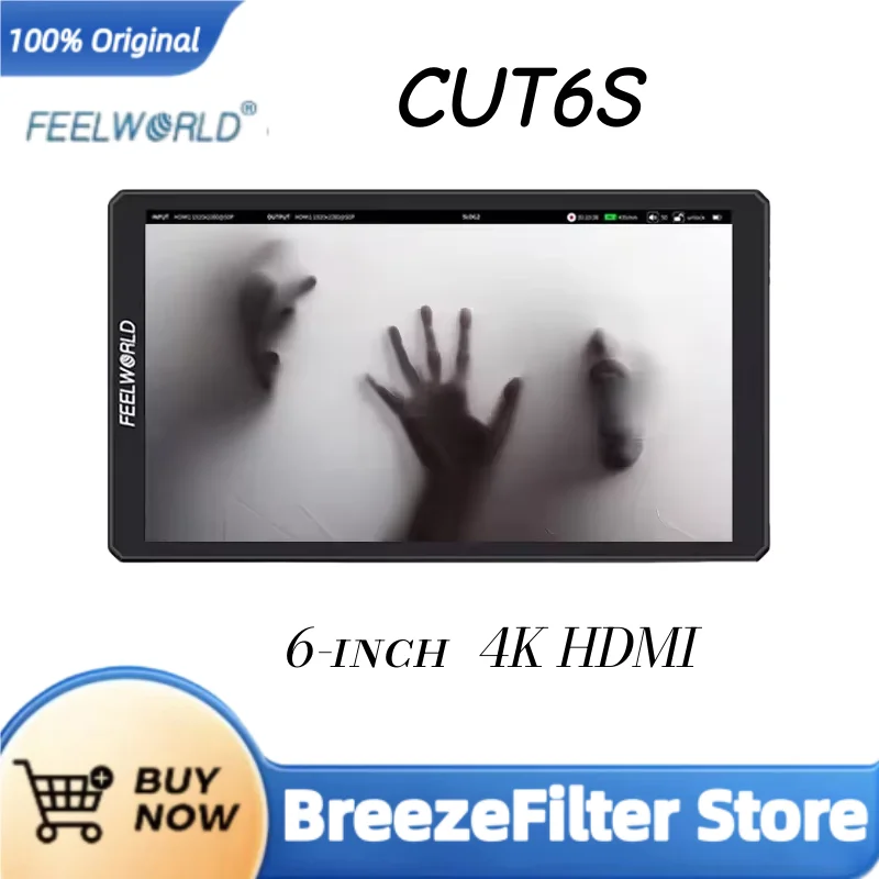 FEELWORLD CUT6S 6-inch  4K HDMI 3G-SDI 3D Touch Screen Monitor Recorder FHD IPS LUT HDR with Waveform for Gimbal Rig Youtube