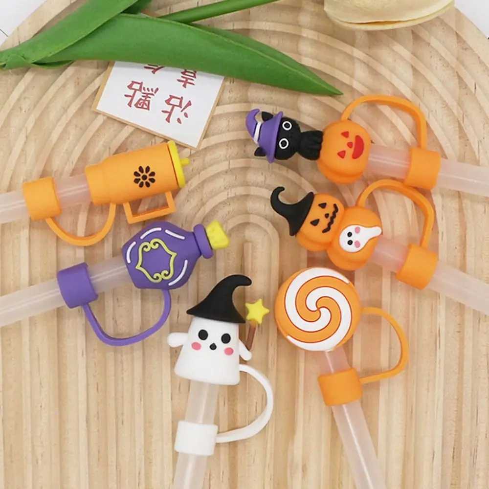 10mm New Halloween Straw Cap Silicone Reusable Straw Tips Cover Splash-proof Straws Accessories Straw Stoppers
