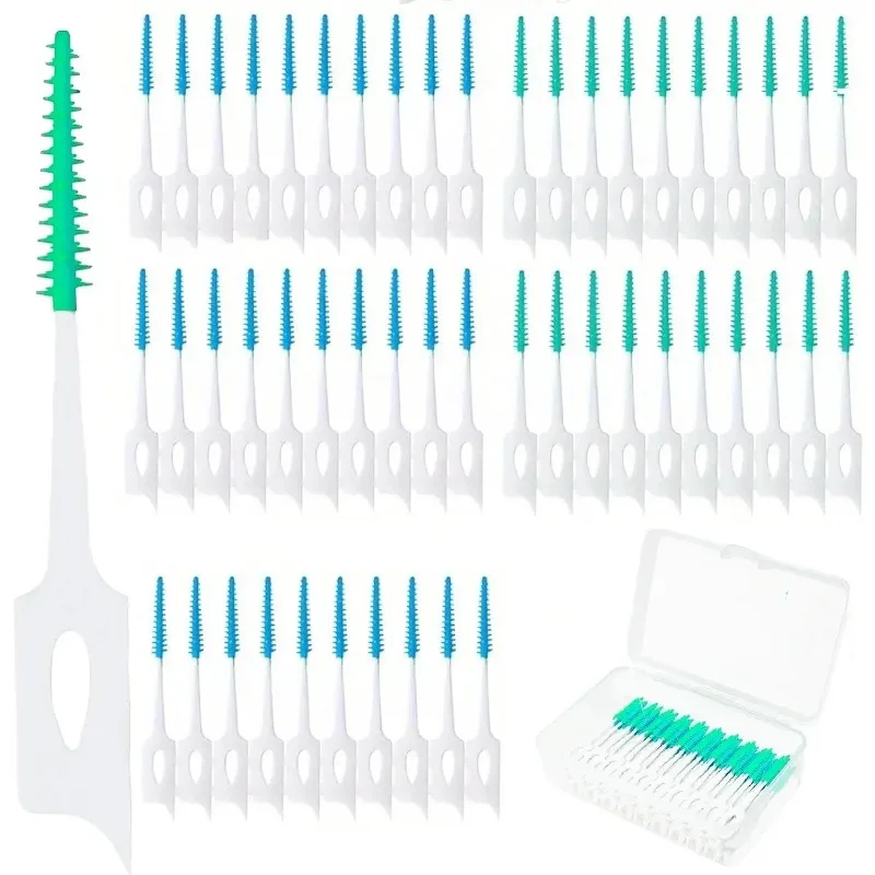 40-200PCS Interdental Silicone Brushes Dental Toothpicks Brush Between Teeth Silicone Toothpicks with Thread Oral Cleaning Tool