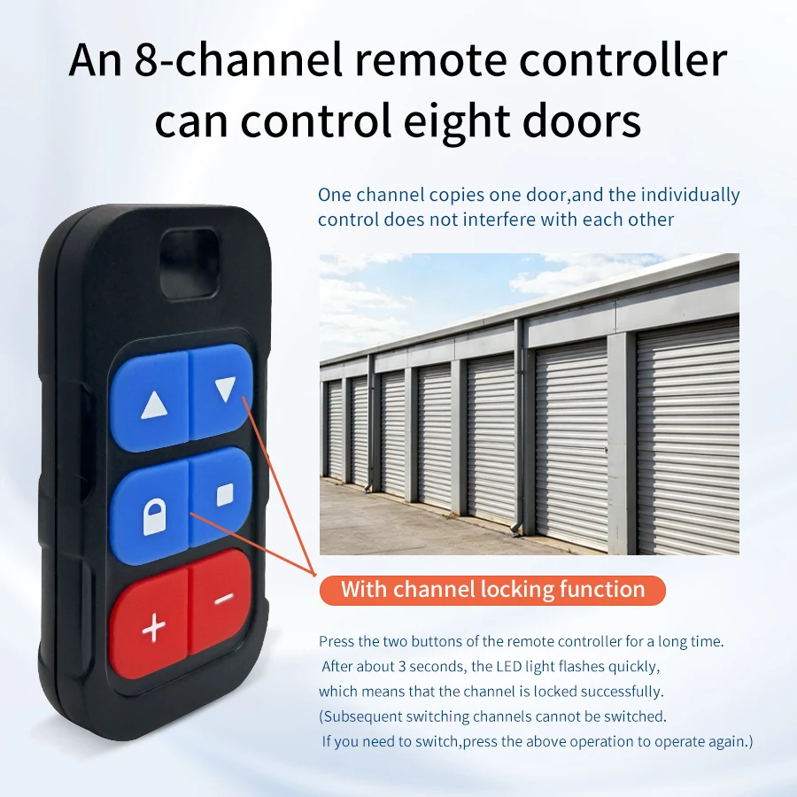 300MHz-915MHz Multi Frequency Garage Door Remote Control RF 8CH Gate Key Duplicator 868MHz 433MHz Fixed Rolling Code Transmitter