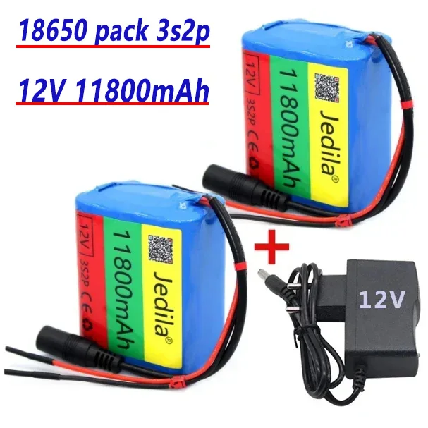 

100%.New.12V.11800 mAh.3S2P.Batterie Au Lithium.18650.Batterie Au Lithium Pack Protection Conseil Rechargeable.1A Chargeur.