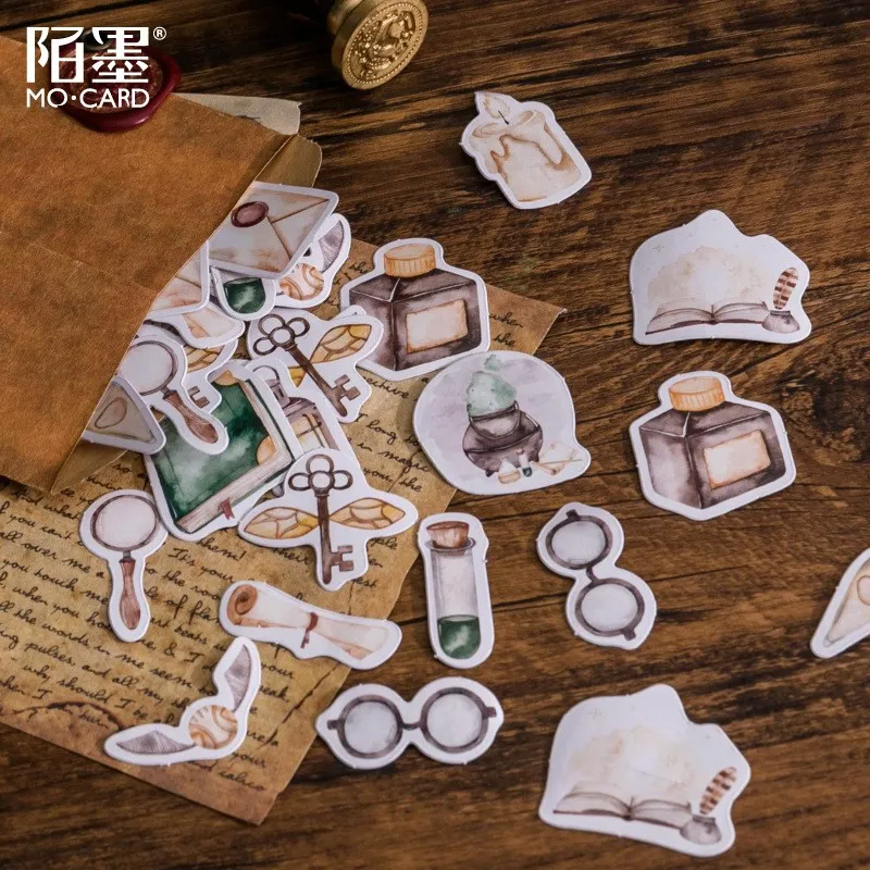 45pcs Kawaii Sticker Set Cute vintage Adhesive Decorative Stickers For Srapbooking Journaling Arts Crafts Diy Album Planner