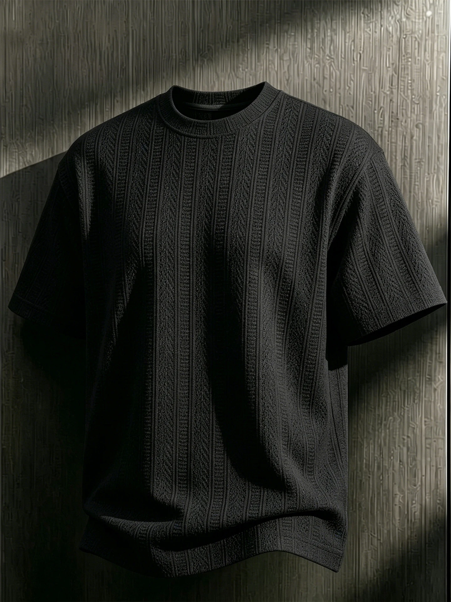 Men's round Neck Short Sleeve T-shirt Wheat Ear Pattern Summer Breathable Loose Fit American Style Shoulder T-shirt