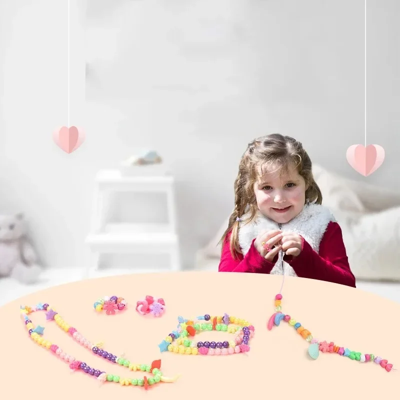 Children's DIY Beading Toys Creative Jewelry Making Materials Acrylic Educational Craft Kits for Girls Bracelet Necklace