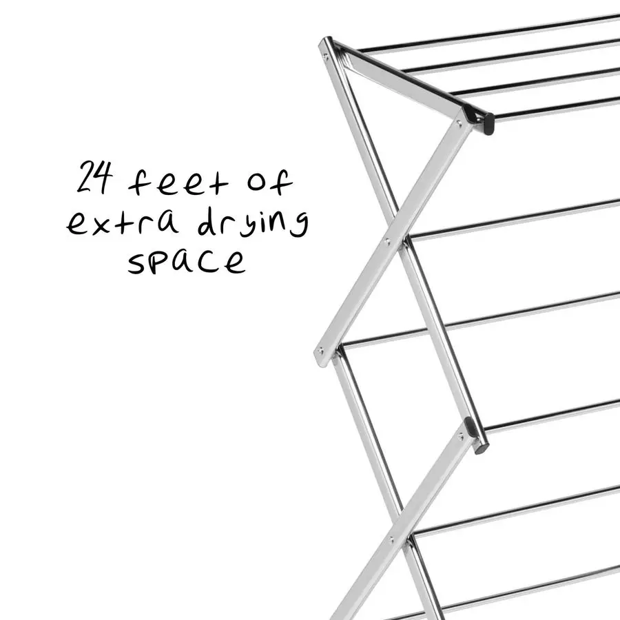 Commercial Accordion Wood Drying Rack, Chrome, for Storage