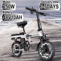 ENGNE T14 Foldable Adult Electric Bike 250W Motor 48V10AH Battery Carbon Steel frame E Bike 14Inch Fat Tire Electric Bicycle