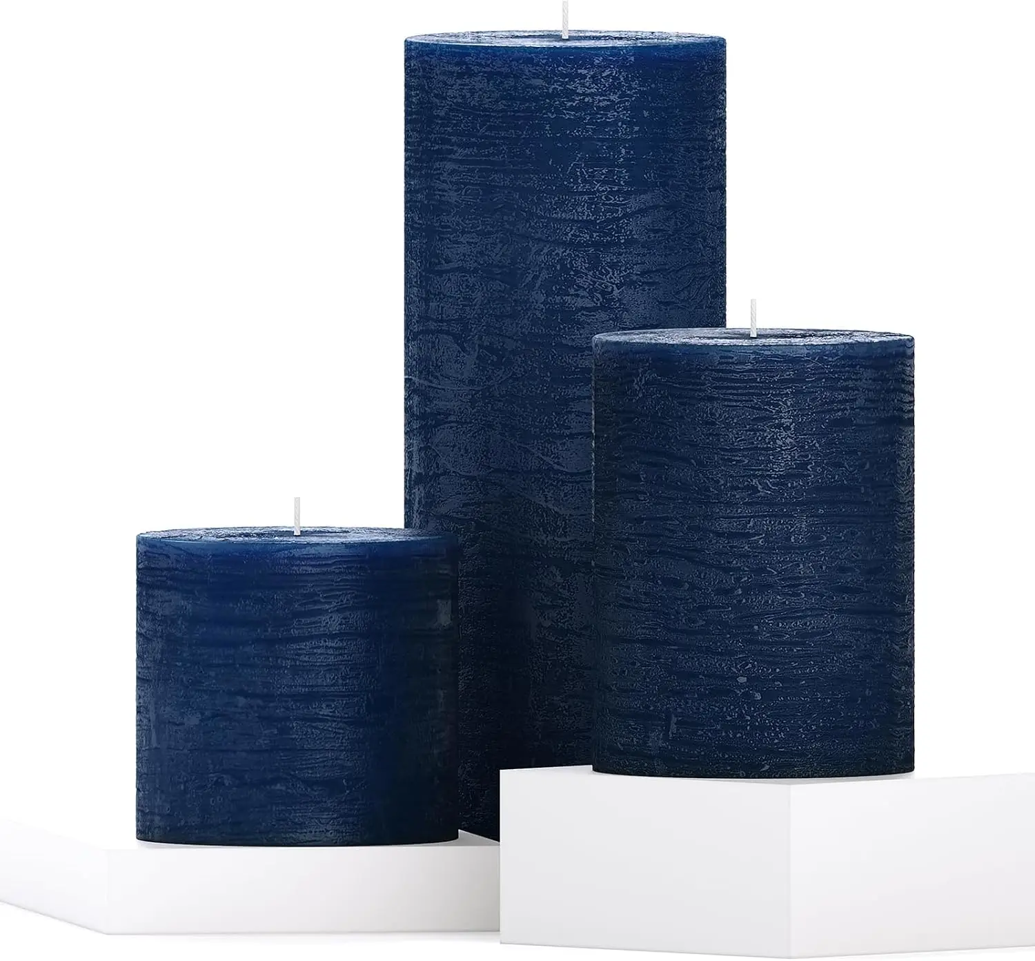 

Набор из 3-х ароматизированных свечей-столбиков – размеры 3', 4', 8', без запаха, большие, в деревенском стиле, длинные