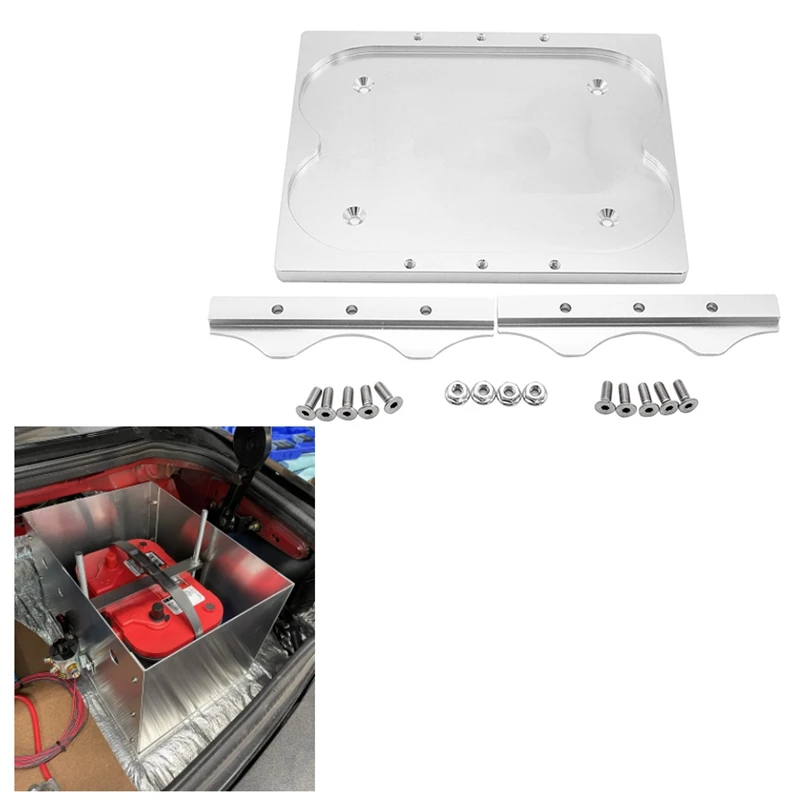 For Optima 34/78 Silver Battery Holder Tray Relocation Bracket Mount Aluminum Bracket Hold Down Clamps Kit