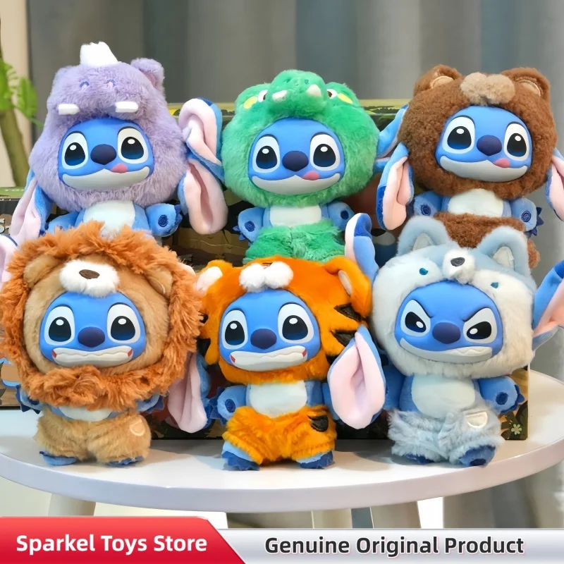 

Оригинальная коллекционная фигурка Disney Stitch из серии «Дикие животные», виниловая плюшевая игрушка в закрытой коробке, подарок на день рождения, декор для дома, игрушка-кукла