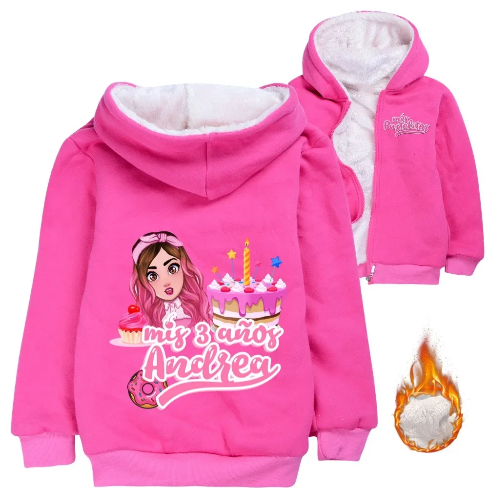 

Mis Pastelitos Toddler Girl Winter Clothes Children's Hoodie Sweater Boys fleece Zipper jacket Kids Shirt Cute Child warm Coat